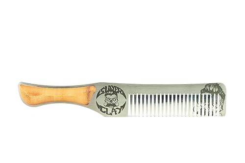 Death Grip Steel Metal Handcrafted Wood Handle Hair Comb | Perfect for Styling Pompadour | Men's Beard & Handlebar Mustache - Small Comb Not A Brush