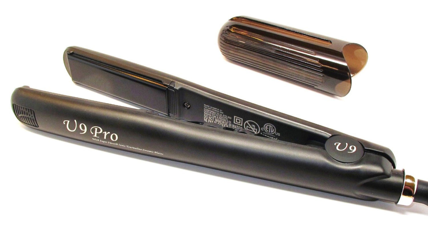 U9 Professional 1 Inch 450F Adjustable Temperature Ionic Tourmaline Ceramic Plate Dual Voltage Super Smooth Round Barrel Hair Straightener Flat Iron