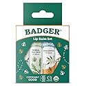 Badger Classic Organic Lip Balm Set - Green Box, Long Lasting Lip Moisturizer Gift Set, Light Silky Texture, All Natural Lip Balm Variety Pack Lip-Set