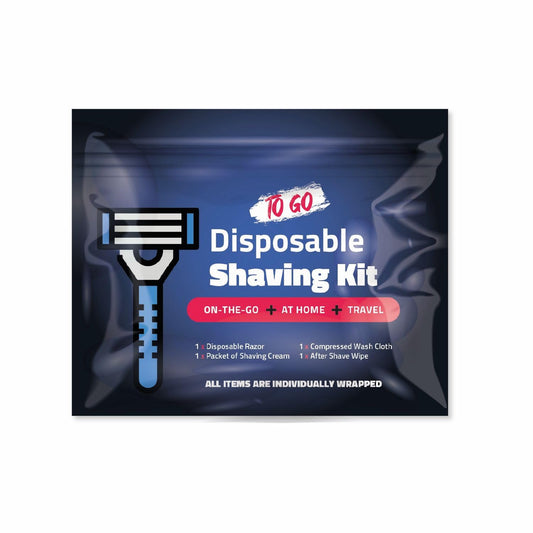 Disposable Compact Shaving Kit (10 Pack) - with Razor, Shaving Cream, Washcloth, and Aftershave Wipe - Travel Ready Grooming Essentials - Perfect Beauty and Personal Care pH Advantage
