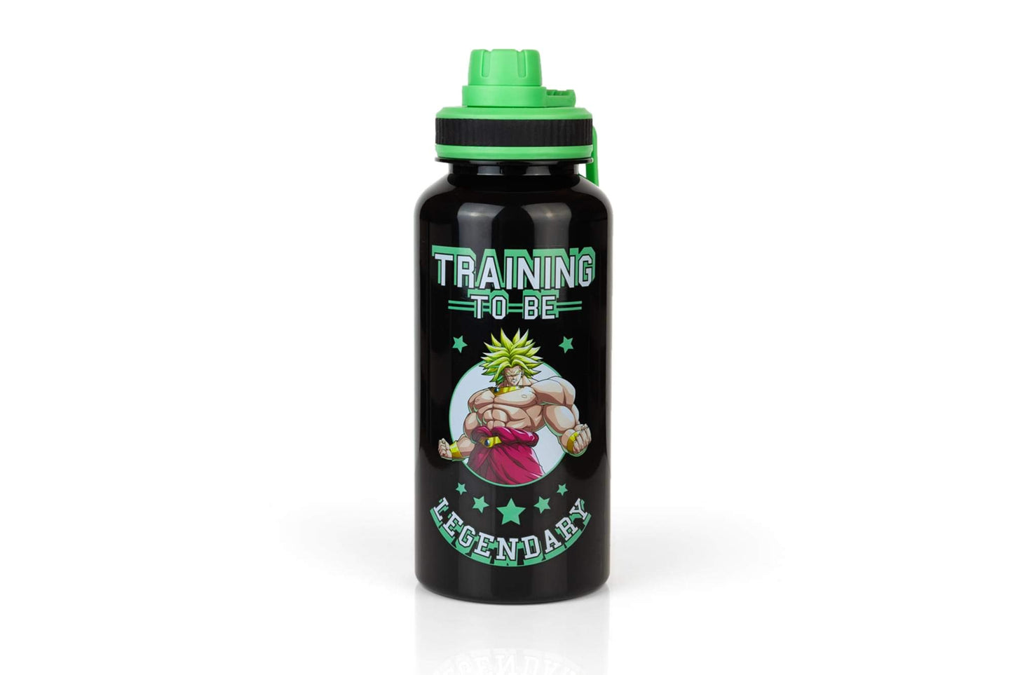 JUST FUNKY Dragon Ball Super Saiyan Goku Water Bottle w/Sporty Green Cap [BLACK 32oz] Hydro Tumbler Flask, Anime Plastic Water Bottle (OFFICIALLY