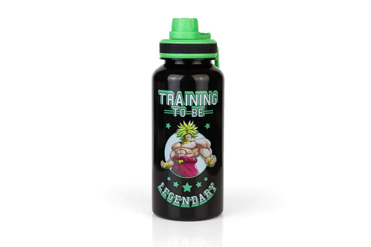 JUST FUNKY Dragon Ball Super Saiyan Goku Water Bottle w/Sporty Green Cap [BLACK 32oz] Hydro Tumbler Flask, Anime Plastic Water Bottle (OFFICIALLY