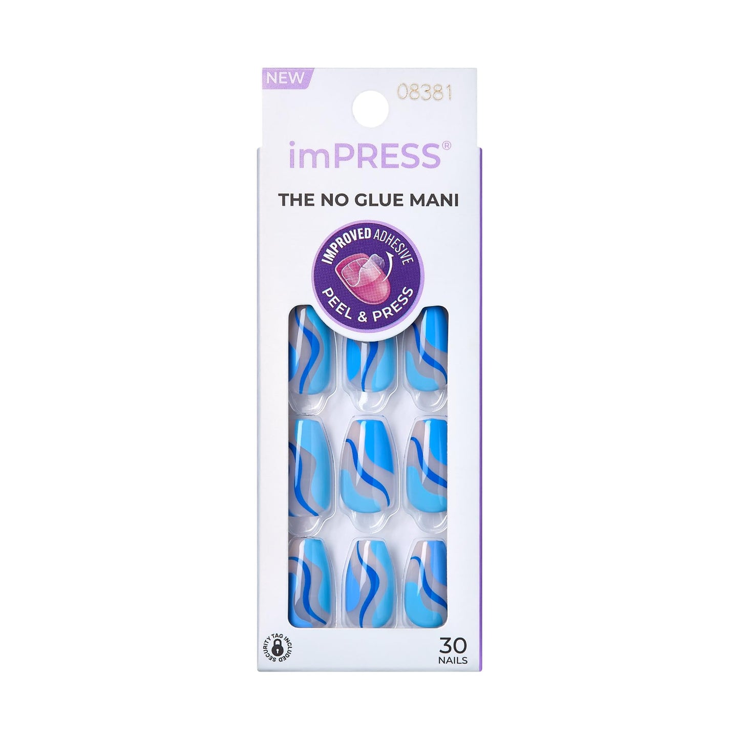 KISS imPRESS No Glue Mani 30 Pcs Press On Nails, Easy Apply, Hassel-Free Removal, Simple Peel & Press, Essential Tools Included, Prep Pad Beauty & Personal Care KISS