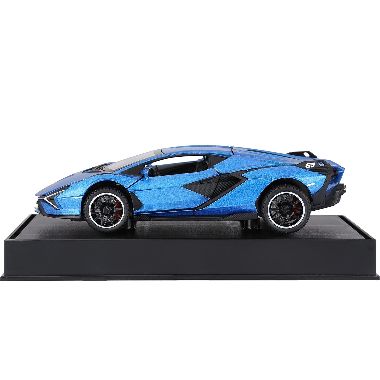 SASBSC Lamb Toy Cars Sian Diecast Metal Model Car with Light and Sound Fkp3 Pull Back Car Toys for Boys Age 3 + Year Old (Blue)
