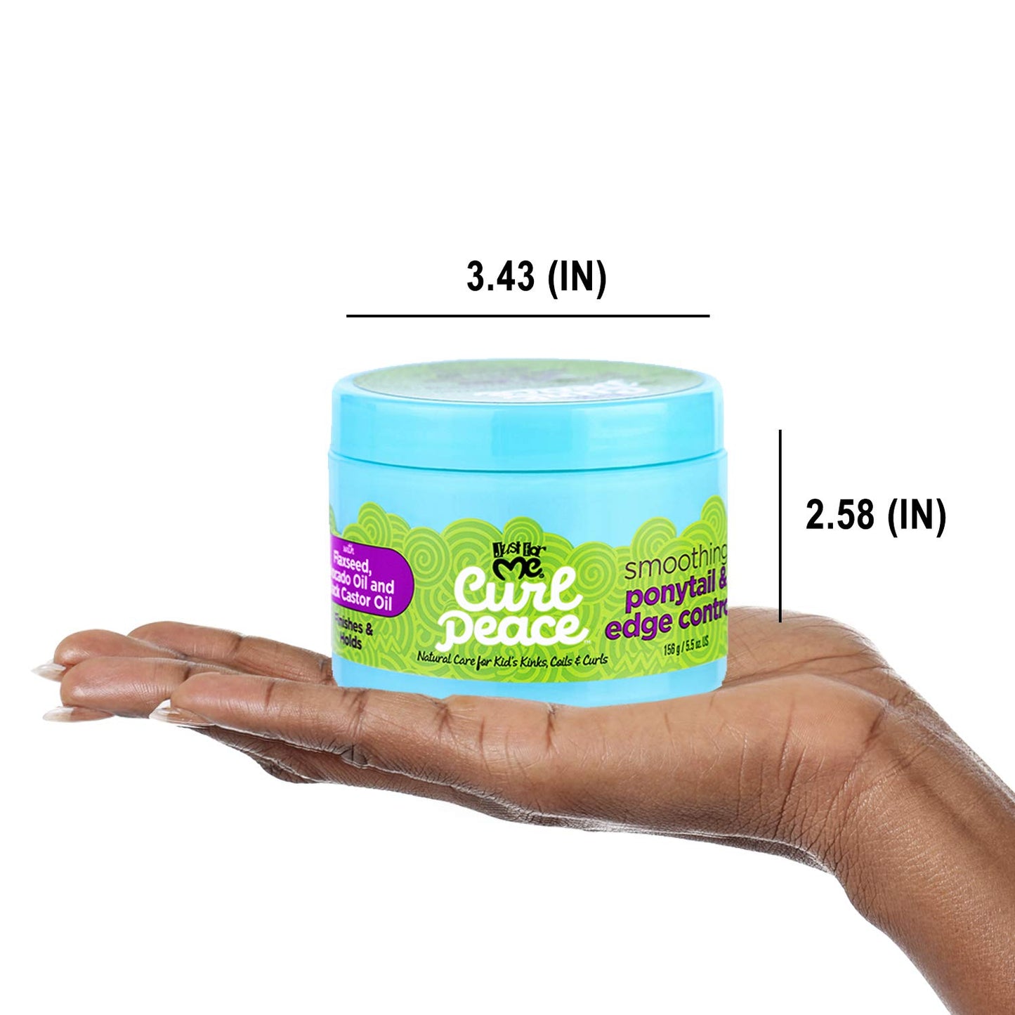 Just For Me Curl Peace Smoothing Ponytail & Edge Control - Finishes & Holds, Contains Flaxseed, Avocado Oil & Black Castor Oil, 5 oz