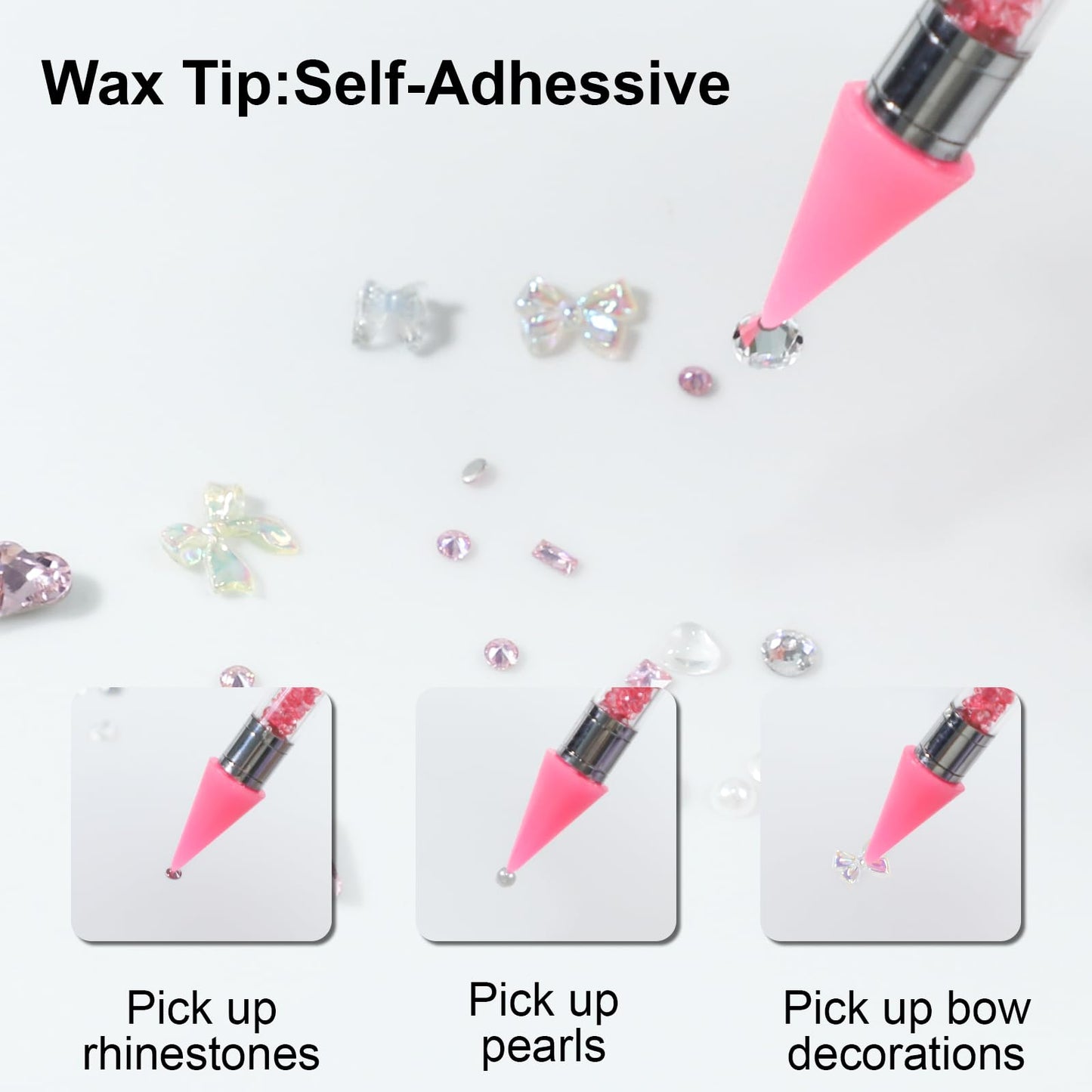 OIFEN Rhinestone Picker Tool,2 Wax Pencil for Rhinestones, Dual-Ended Rhinestone Applicator Wax Pen Gem Picker Tool with 6 Extra Wax Tips and 2 Beauty and Personal Care OIFEN