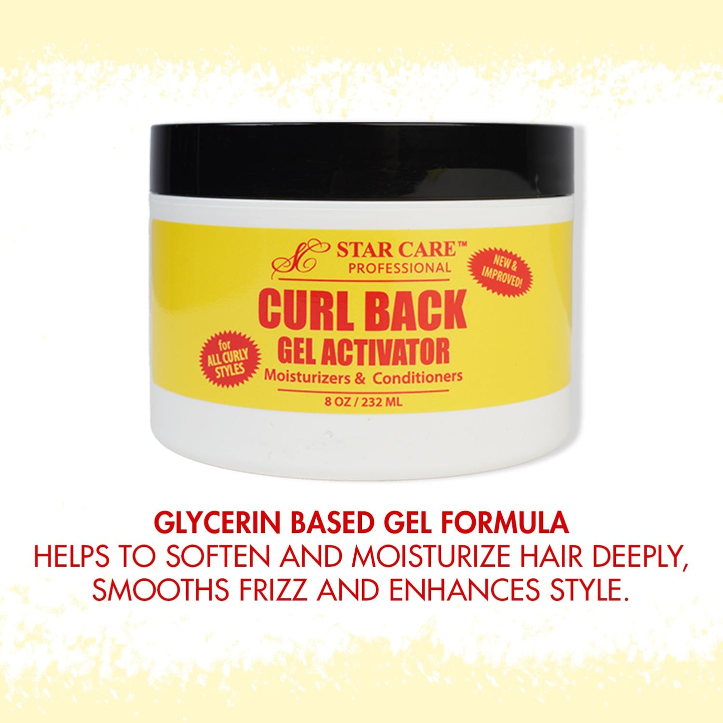STAR CARE Curl Back Gel Activator 8oz Hydrating Curl Enhancer with Glycerin Softens Moisturizes for Healthy Defined Curls Reduces Breakage & Split