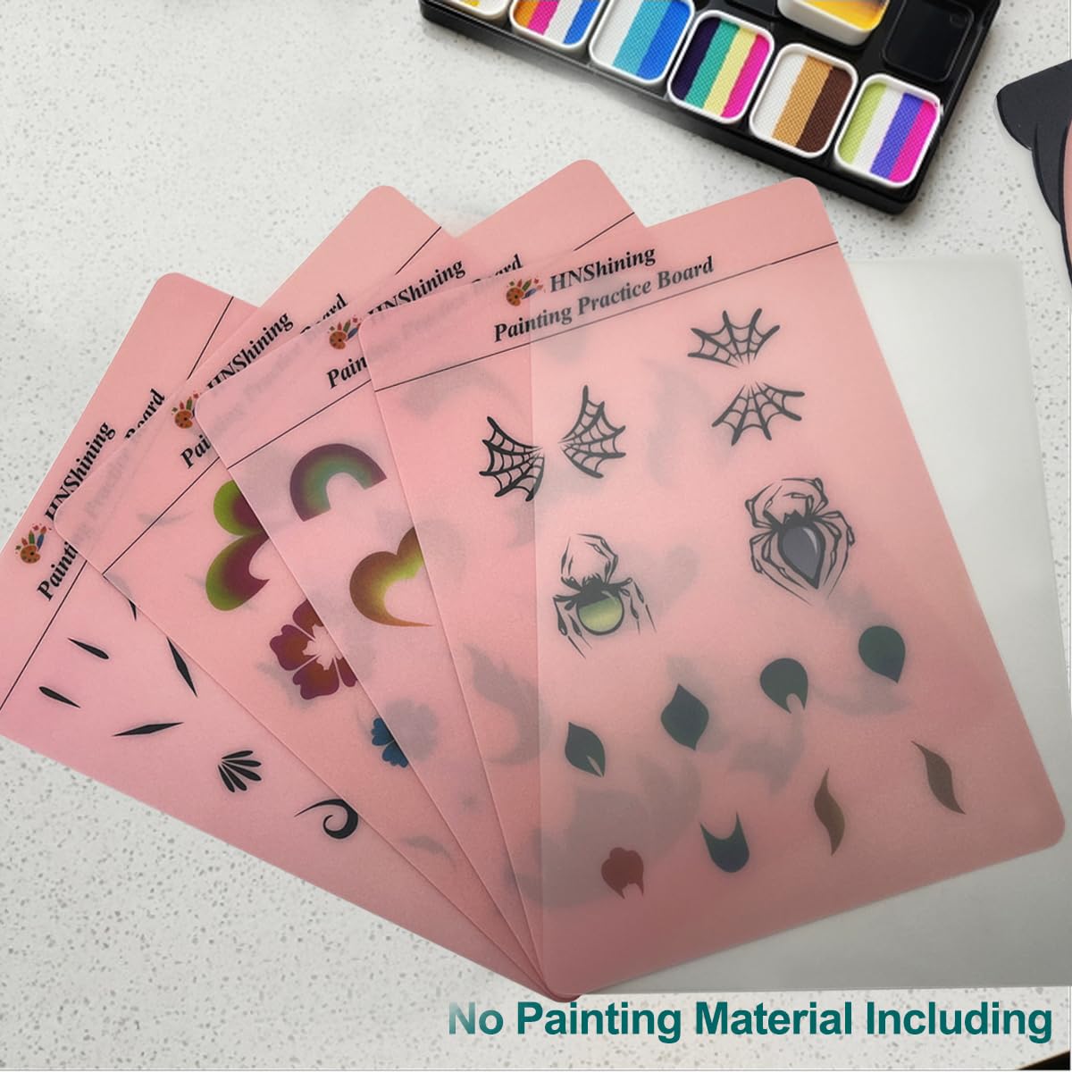 HNShining Face and Body Paint Practice Board With Various Patterns - Reusable Exercise Template and Skill Sheet