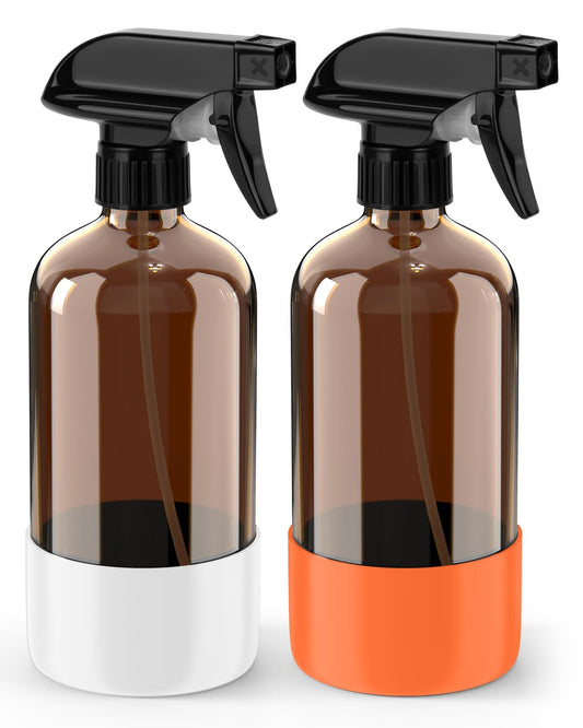 Bontip Glass Spray Bottle with Silicone Sleeve Protection, Amber Glass Spray Bottle Set for Window Cleaner Aromatherapy Facial Hydration Watering Beauty and Personal Care Bontip Default Title