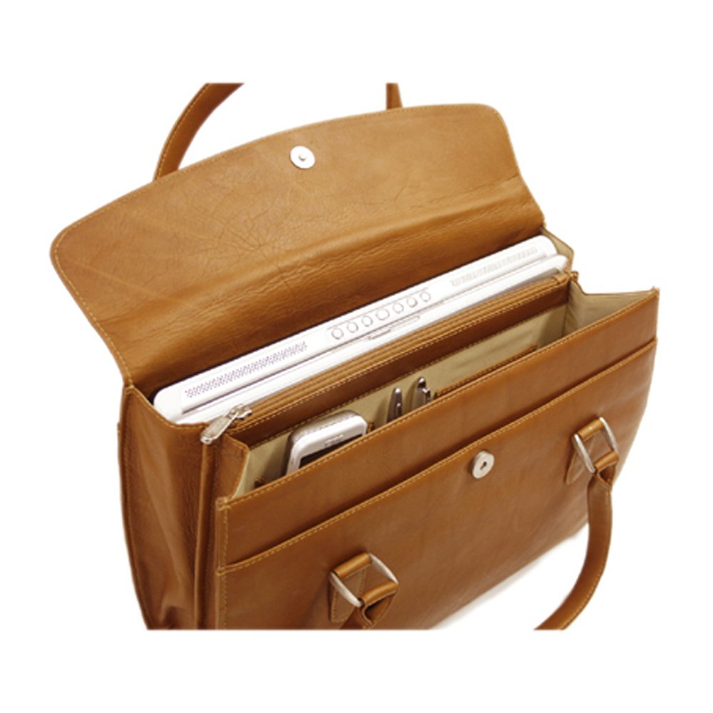 Piel Leather Ladies Computer Portfolio, Saddle, One Size