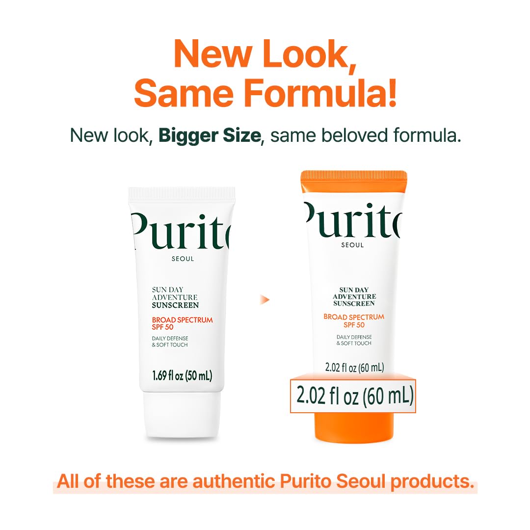 PURITO Korean Sunscreen SPF 50 | Lightest Texture, No White Cast, Broad Spectrum UVA/UVB | Oil-Free, Vegan, For All Skin Types | Daily Lightweight Sun Beauty and Personal Care PURITO