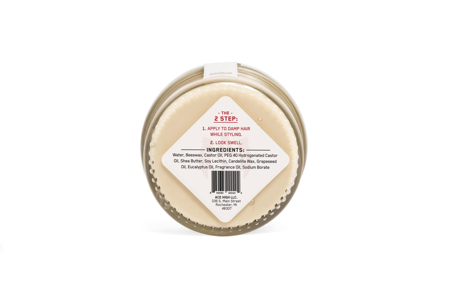 Ace High Pomade, Strong Hold, Natural Shine, Water Based, Hand Crafted, 4oz