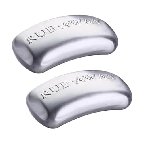 Amco Rub Away Bar, Stainless Steel Odor Absorber (4" x 2.25") - Dishwasher Safe Kitchen & Outdoor Essential for Garlic, Onion, Fishing, Hiking Odors
