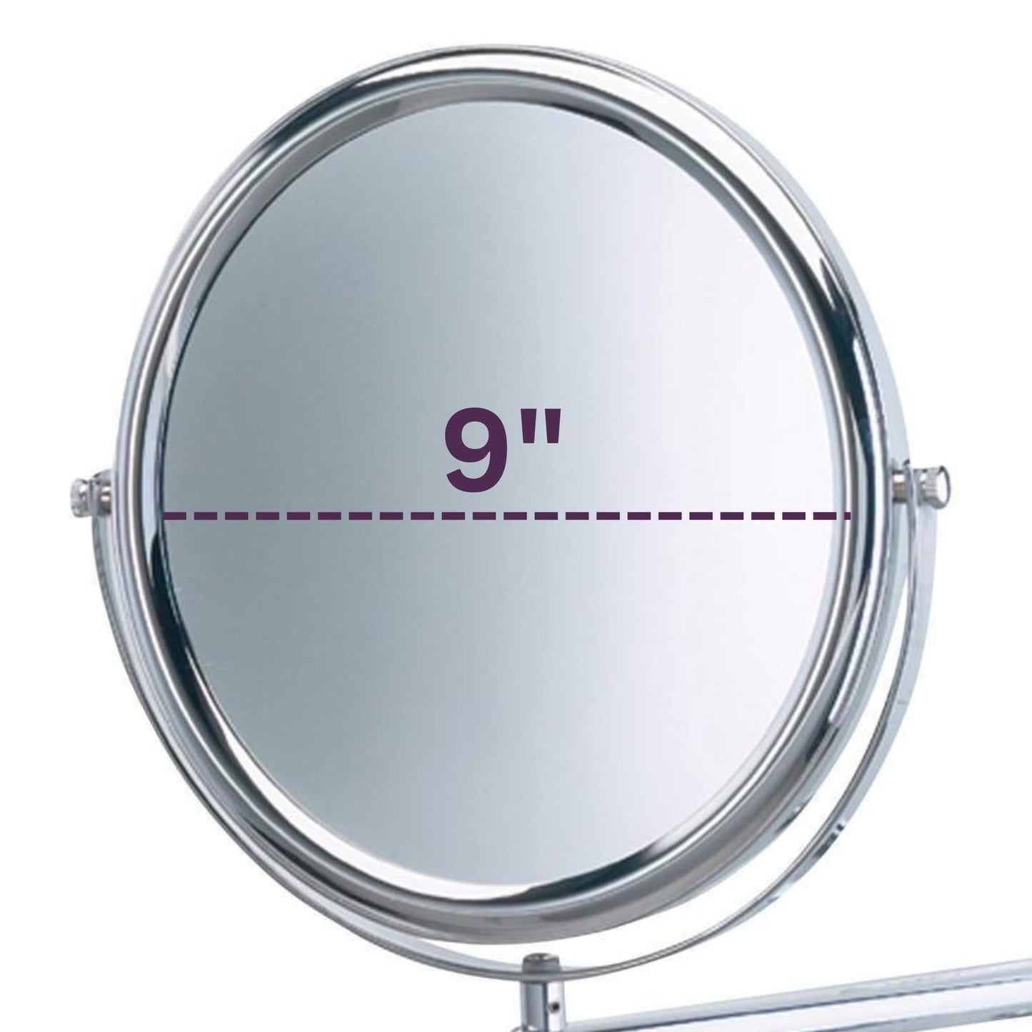 JERDON Two-Sided Wall-Mounted Makeup Mirror with 3X-1X Magnification -9” Diameter Mirror Extends 9” - Polished Chrome Finish - Model JP3030CF