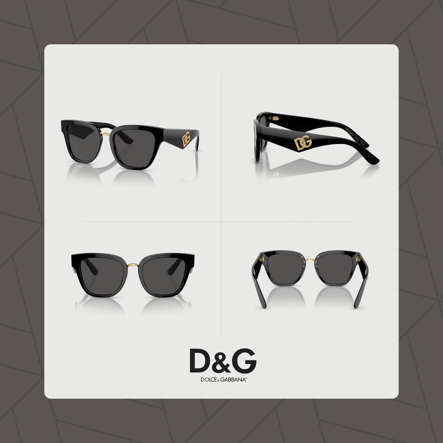 Dolce and Gabbana DG4437 501/87 51MM Black/Dark Grey Square Sunglasses for Women +BUNDLE with ACCESSORY EYEWEAR KIT