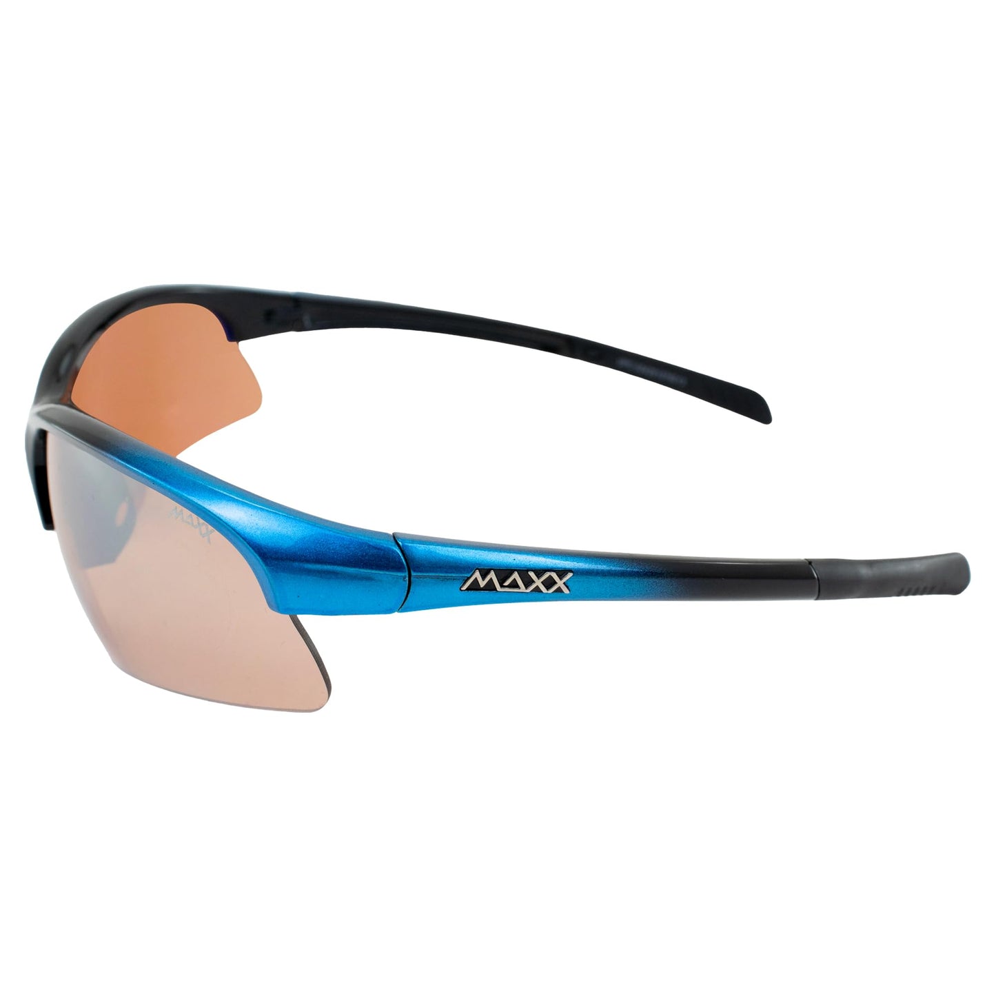 MAXX Domain Sport Golf Sunglasses Black w/Blue Frames & HD Amber Lenses