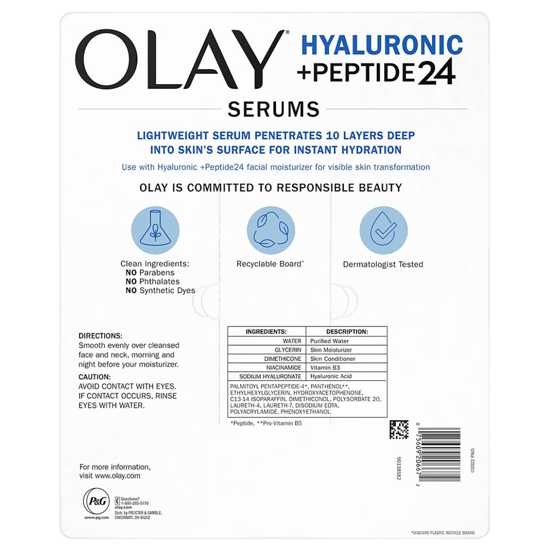 Olay Serums Hyaluronic + Peptide 24 1.3 OZ (2 PACK)