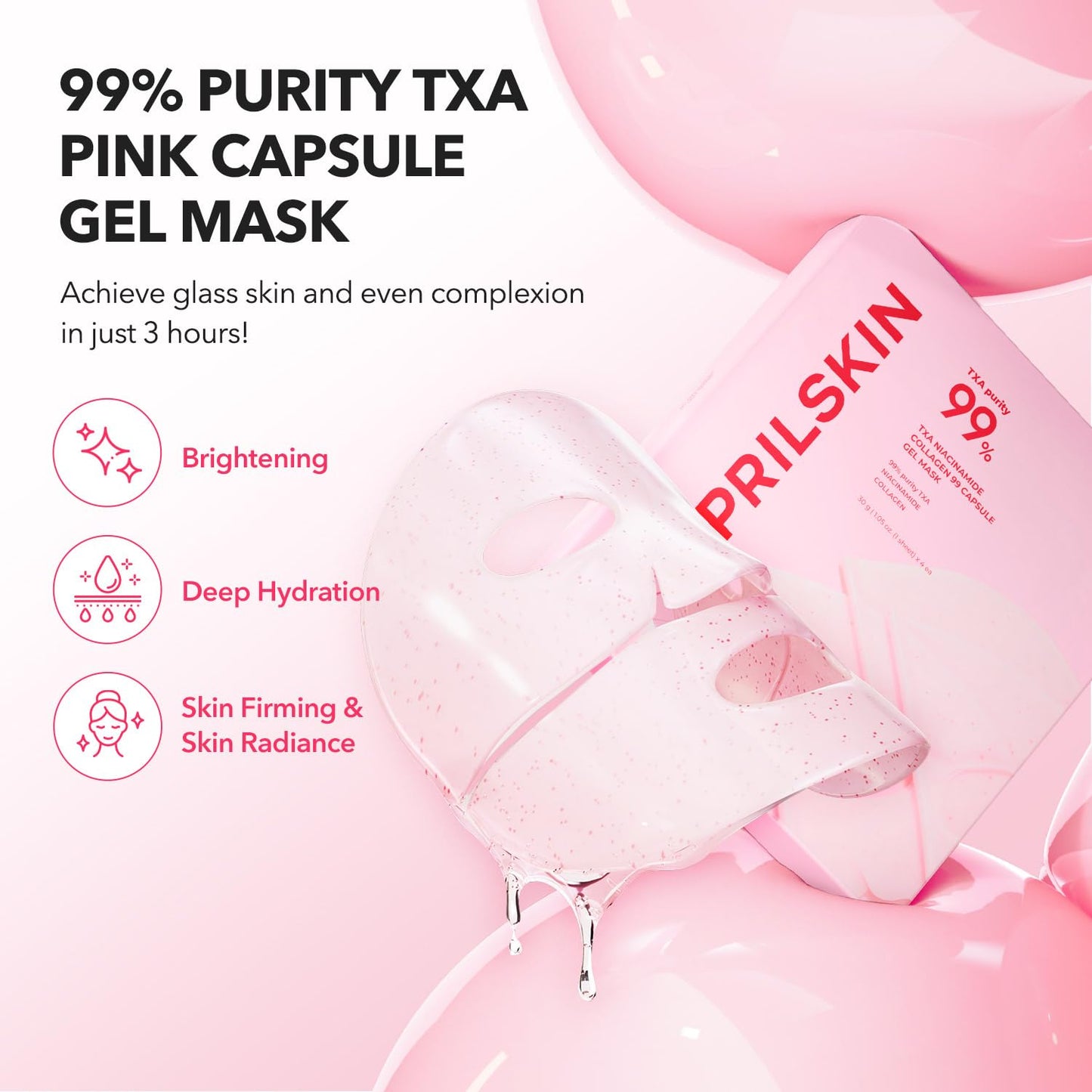 APRILSKIN TXA Pink Capsule Gel Mask | Overnight Face Mask for Glass Glow Skin I 99% High-Purity Tranexamic Acid 3 for uneven skin tone I Elasticity Beauty and Personal Care APRILSKIN