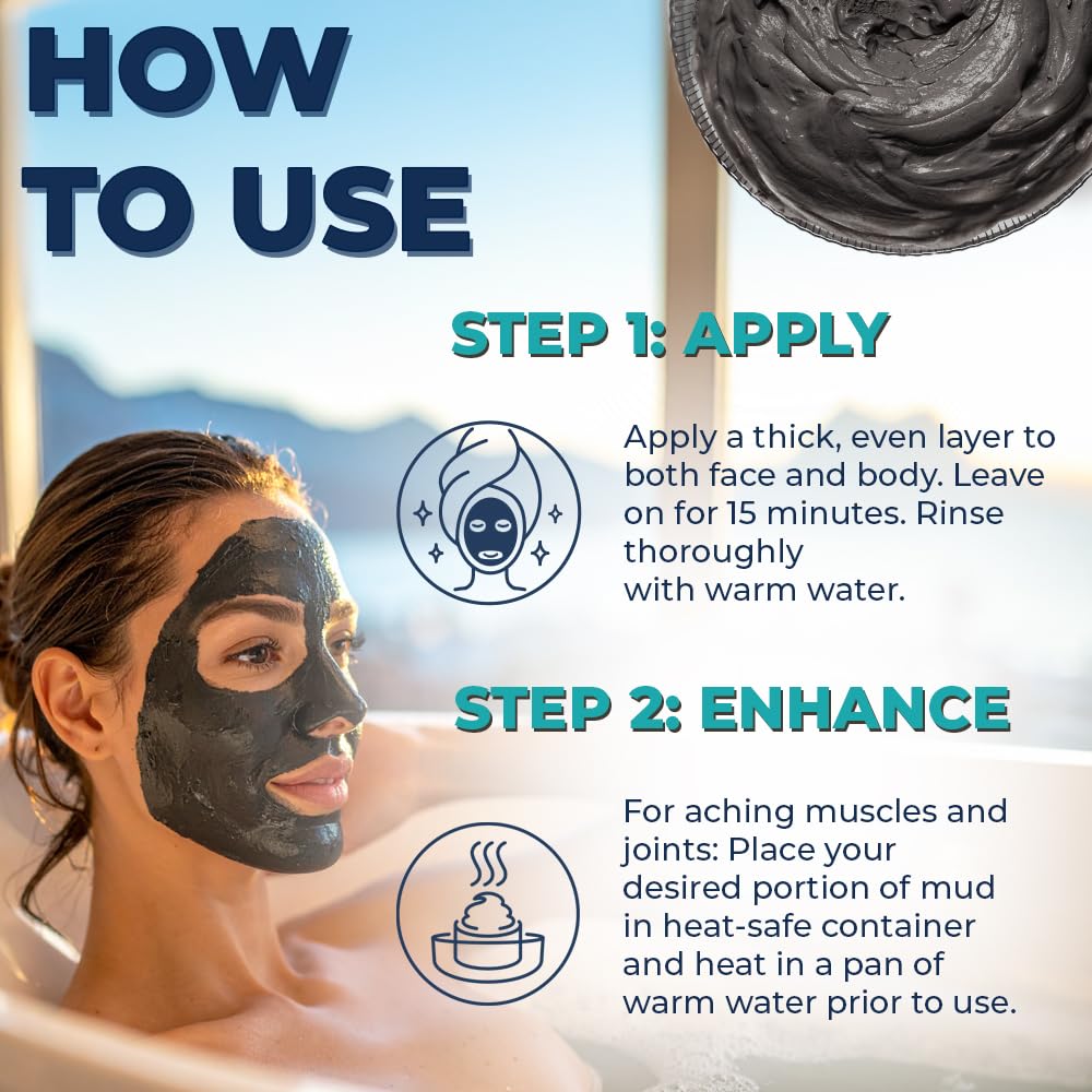 Natural Elephant Dead Sea Mud Mask - Deep Pore Cleansing for Face & Body - Acne, Blackheads, Oily Skin - 100% Natural Skin Care - Tightens Skin-