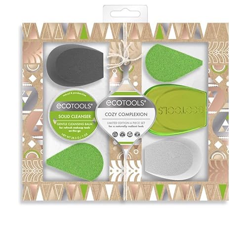 Ecotools Beauty Makeup Sponge Set, 4 Blenders, With Sponge and Brush Cleaner, Includes Travel Accessory Case