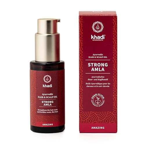 khadi STRONG AMLA hair oil, 100% natural, herbal, vegan, promotes growth, prevents hair loss & gray hair, strengthens roots, silicone-free, Ayurvedic