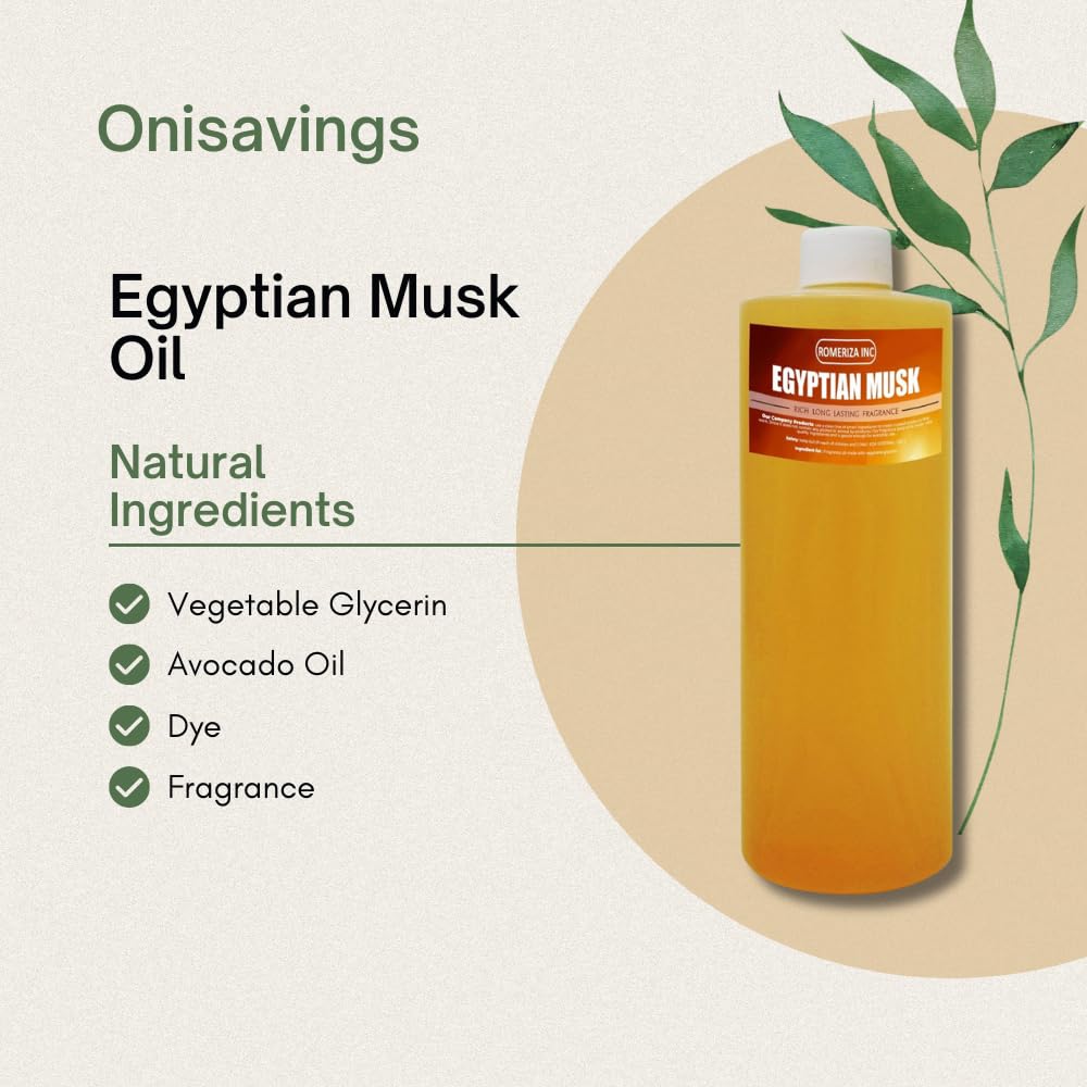 ONISAVINGS 10 FL Oz Egyptian Musk Fragrance Oil Ideal for DIY Soap Making, Candles and Body Butters - Long-Lasting Fragrance Essential Oil