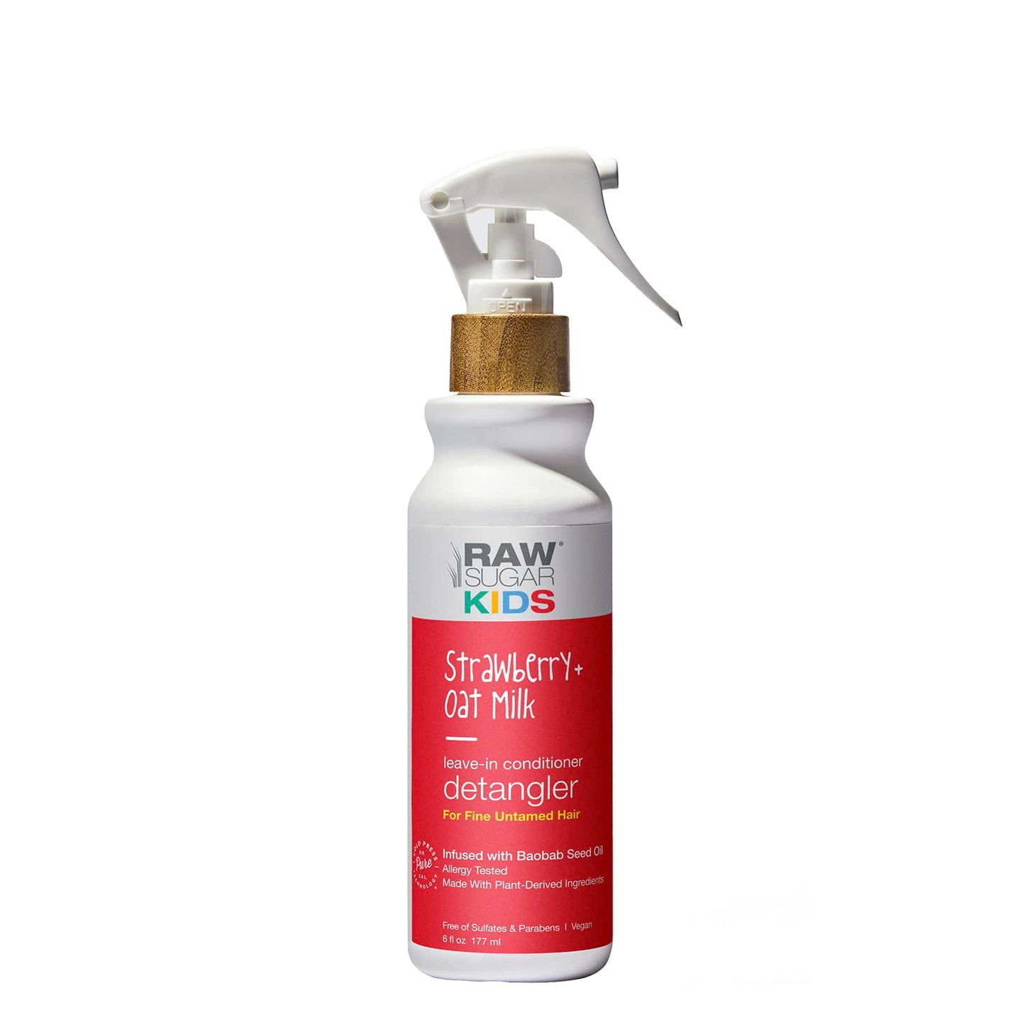 Raw Sugar, Kids Conditioning Detangler, Strawberry, Oat Milk, 6 Fl Oz