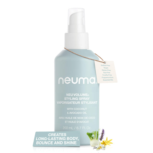 Neuma Neu Volume Styling Hair Spray 6.7 Fl. Oz. Heat Protectant Volumizing Spray with Fennel, Ylang Ylang, Patchouli, and Vanilla Scent, Hair