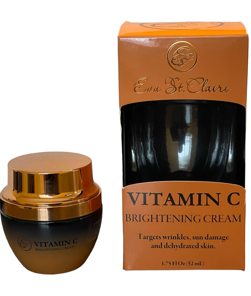 Eva St. Claire Vitamin C Brightening Cream Targeting Wrinkles, Sun Damage & Dehydrated Skin For Women & Men (1.75) Fl OZ