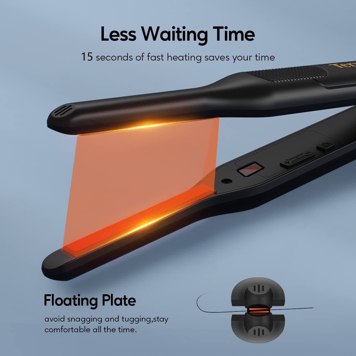 Terviiix Pencil Flat Iron for Edges & Short Hair, 3/10 Inch Small Hair Straightener for Men, Ceramic Mini Flat Iron for Pixie & Beard, 15s Fast Heat