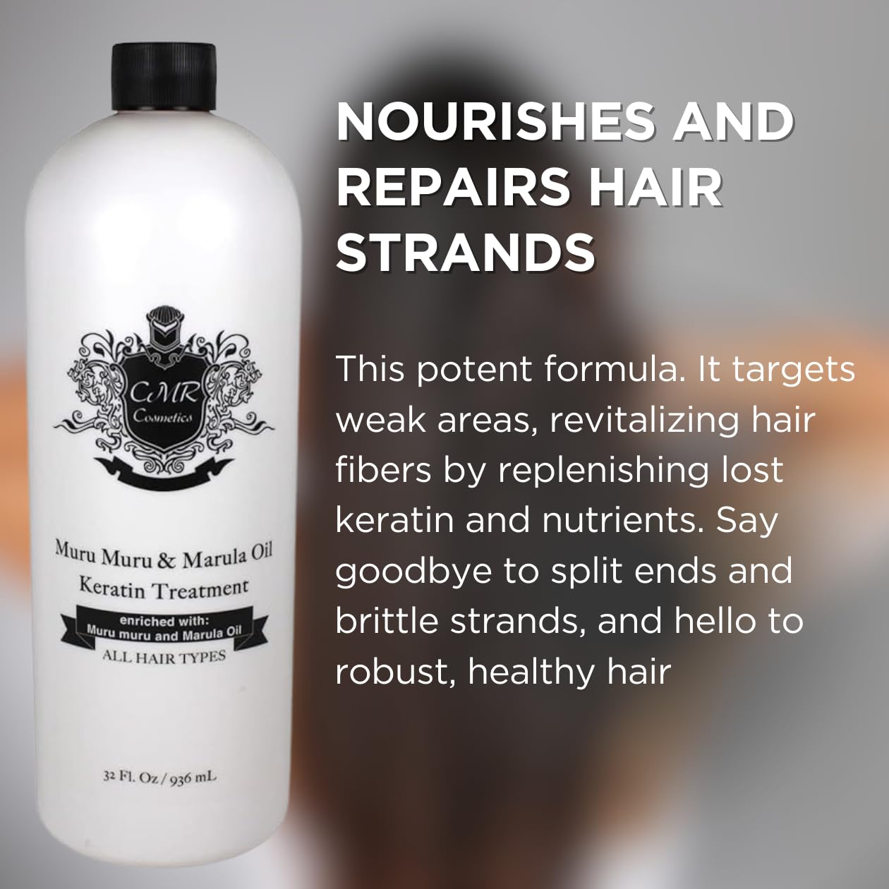 CMR Cosmetics Professional Keratin Hair Care with Muru Muru & Marula Oil - Frizz Control, Straightening & Shine - Nourishing Cream for All Hair Types