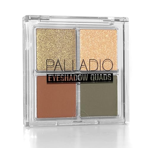 Palladio Eyeshadow Quads, Velvety Pigmented Blendable Matte, Metallic & Shimmer Finishes, Creamy Formula, Four Way Quad Eye Shadow Palette, Talc-Free