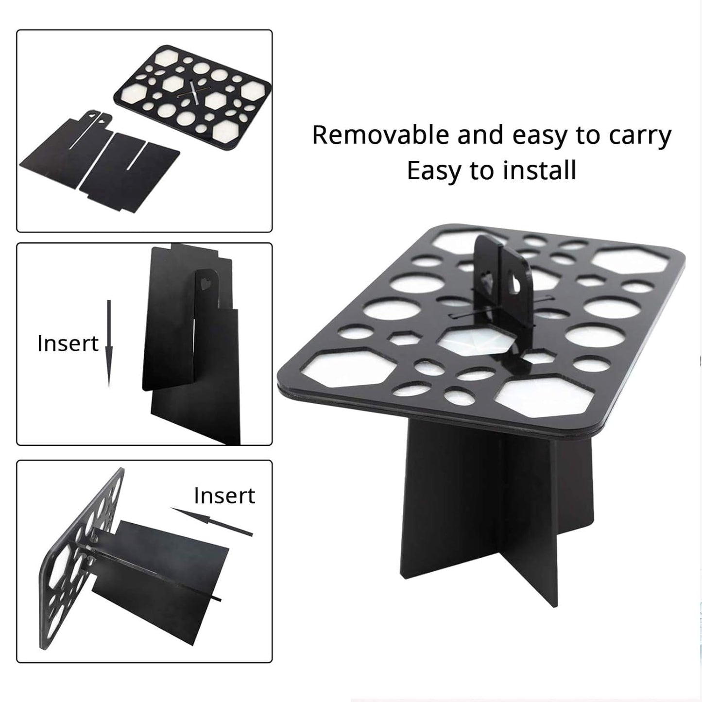 BEAKEY Make up Brush Drying Rack, Collapsible Makeup Brush Holder 28 Holes Makeup Brush Dryer Stand - Black