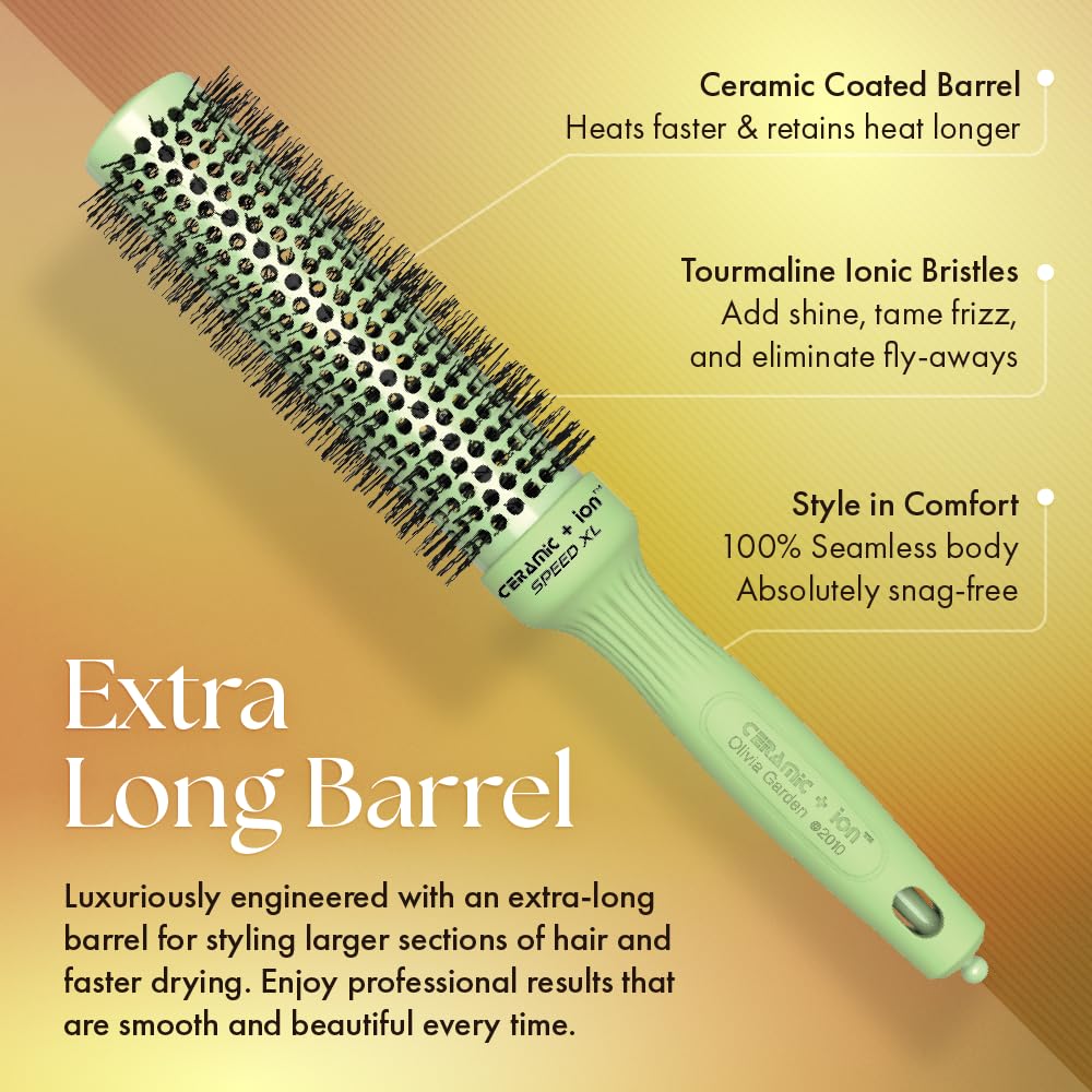 Olivia Garden Ceramic + Ion Speed XL - Extra-Long Round Thermal Hair Brush - Not Electrical - Professional Blowout Brush for Normal to Thick Hair - 4 Beauty and Personal Care Olivia Garden