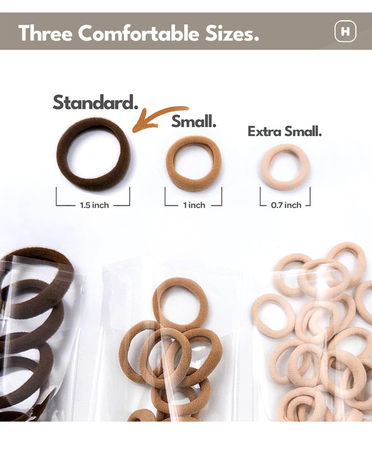 Cyndibands Seamless Hair Ties - Black - Gentle Hair Ties No Damage, Standard Size 1.5 Inch, Soft and Stretchy Nylon Fabric Ponytail Holders - 12 Count
