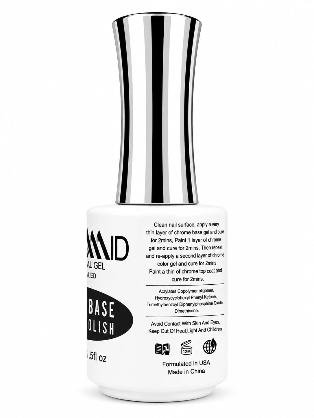 Pyramid Professional Gel Soak Off UV/LED Gel Top Base Coat Nail Polish Manicure Lacquer Matte Velvet Chrome Rubber Base (Chrome Base 0.5oz) Beauty & Personal Care PYRMID