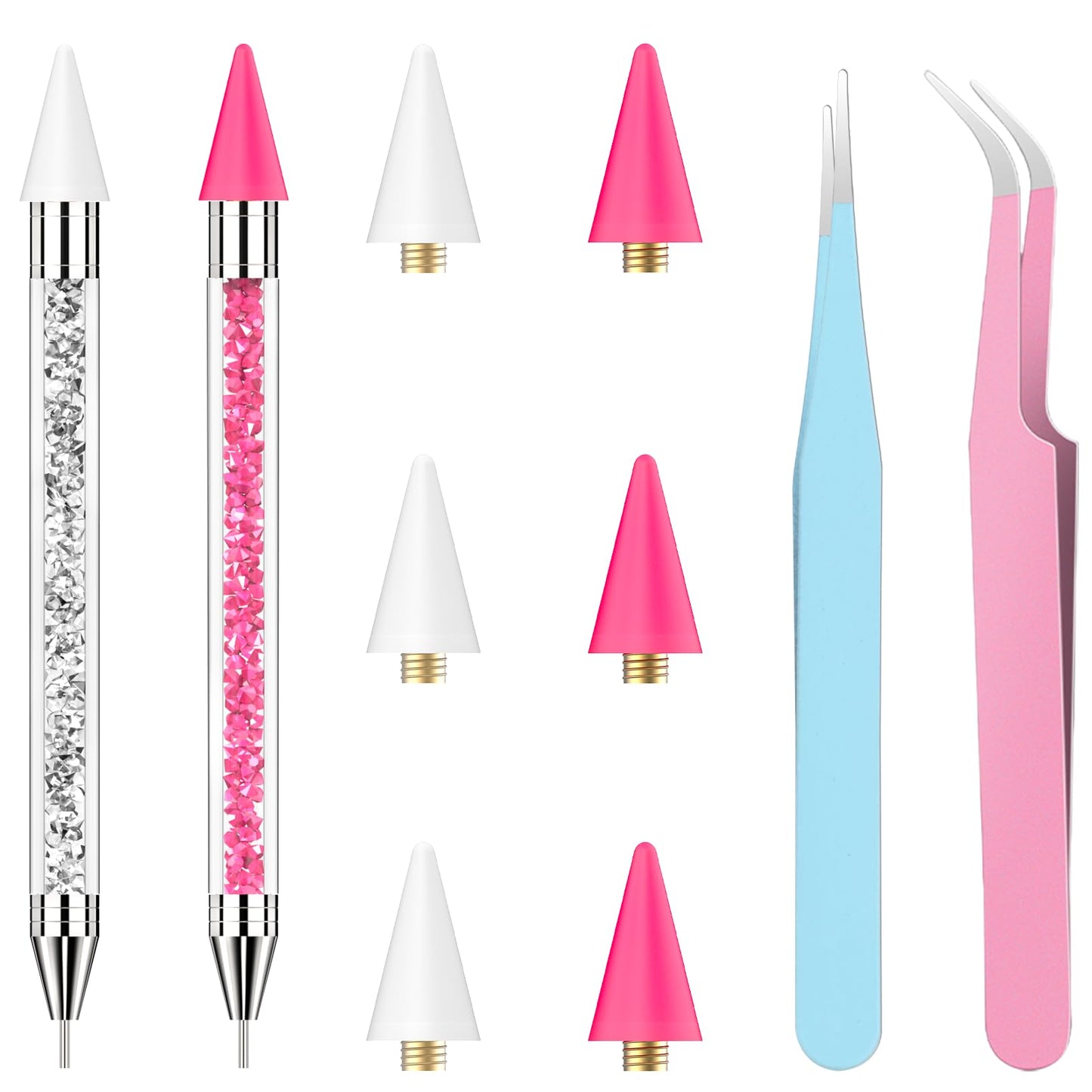 OIFEN Rhinestone Picker Tool,2 Wax Pencil for Rhinestones, Dual-Ended Rhinestone Applicator Wax Pen Gem Picker Tool with 6 Extra Wax Tips and 2 Beauty and Personal Care OIFEN Default Title