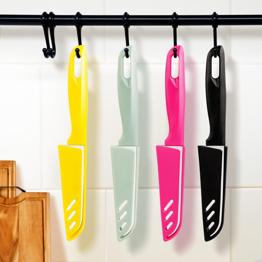 BYkooc 8-Pc Paring Knife Set – 4 Peeling Knives & 4 Sheaths, Ultra-Sharp German Steel Fruit & Veg Knives with Ergonomic Handles