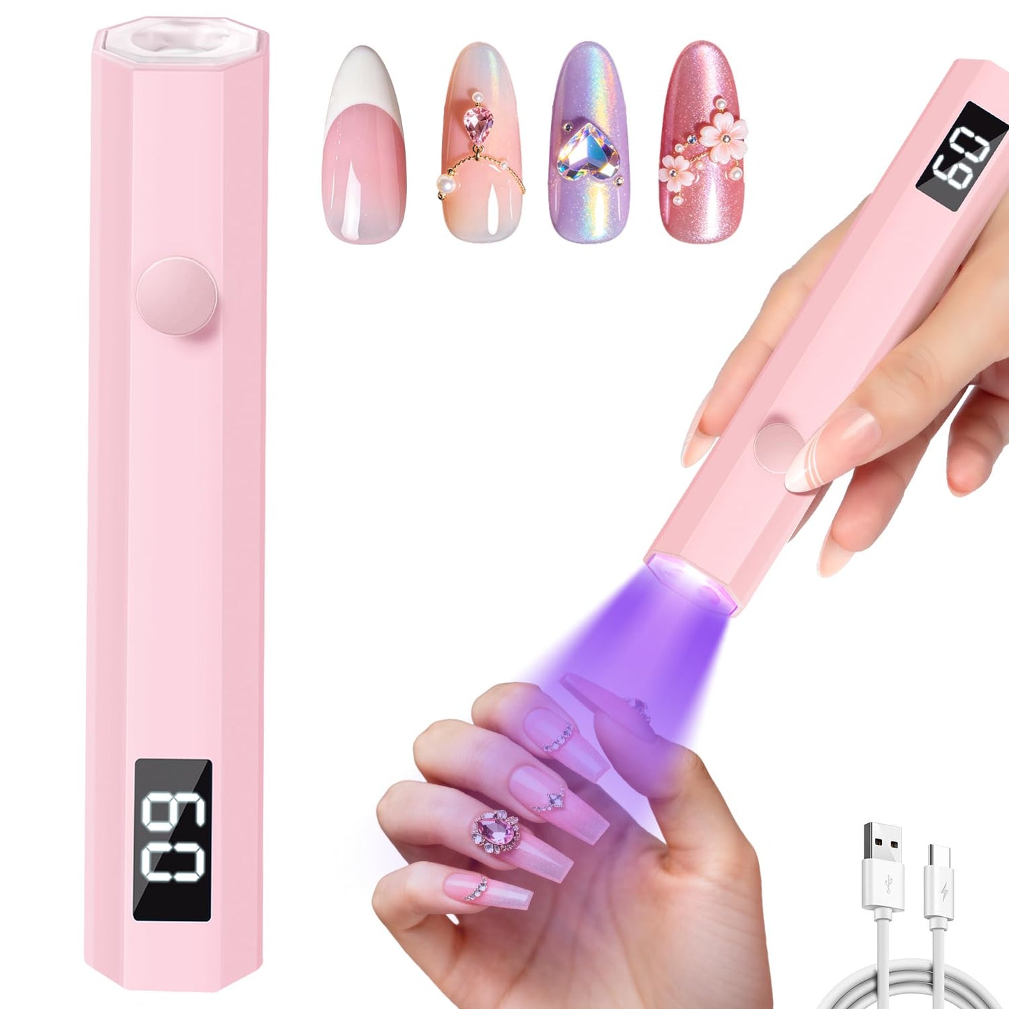 Krofaue Handheld UV Nail Lamp, 180mAh Rechargeable, 20/60s Timer, LCD Beauty and Personal Care krofaue Default Title