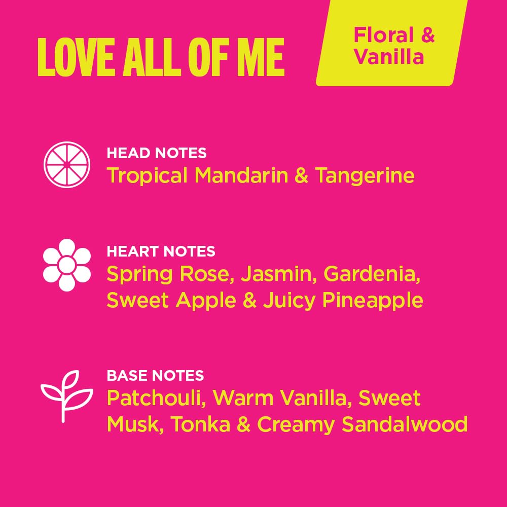 Simply Sexy Affirmations Love All of Me Pheromone Body Mist for Women - Fruity Gourmand Scent with Notes of Fresh Tropical, Mandarin and Tangerine -