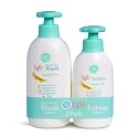 Little Me 2 Pack Set Baby Fragrance Free Head to Toe 500ml 3-In-1 Wash & 360ml Baby Lotion