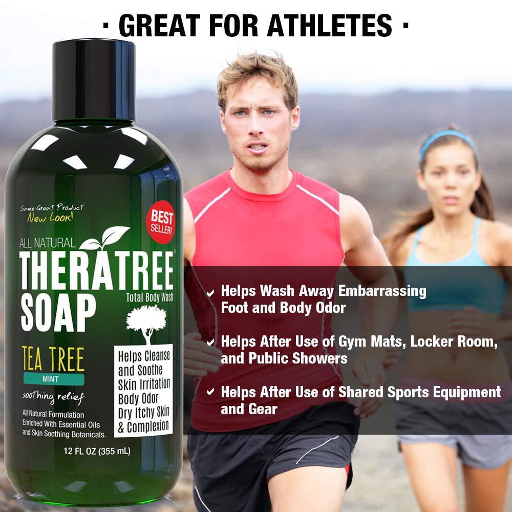 Oleavine TheraTree Tea Tree Oil Soap with Neem Oil - 12oz - Helps Skin Irritation, Body Odor, & Helps Restore Healthy Complexion for Body and Face TheraTree