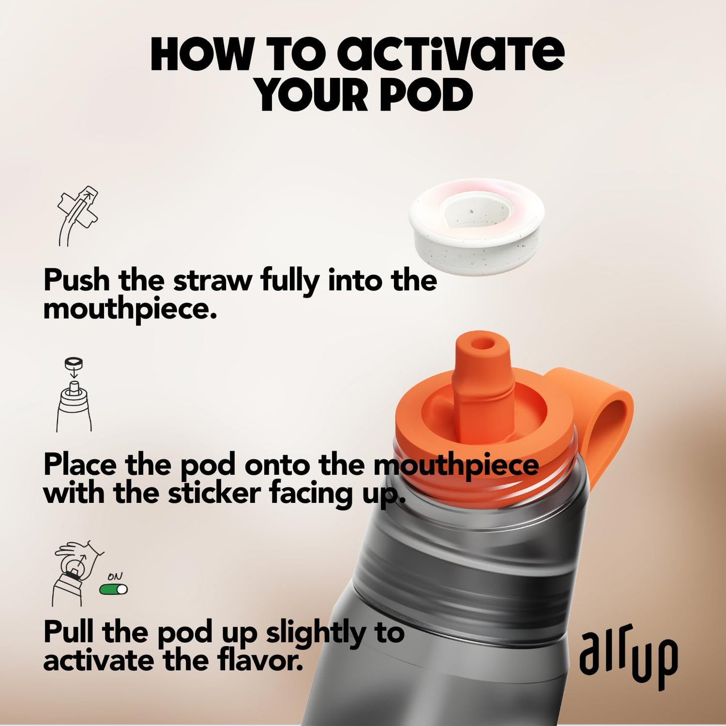 air up® water bottle (22oz) for school, sports, gym | includes 5 scent pods & straw | flavored bottle in grey - also for kids, boys, girls | no…