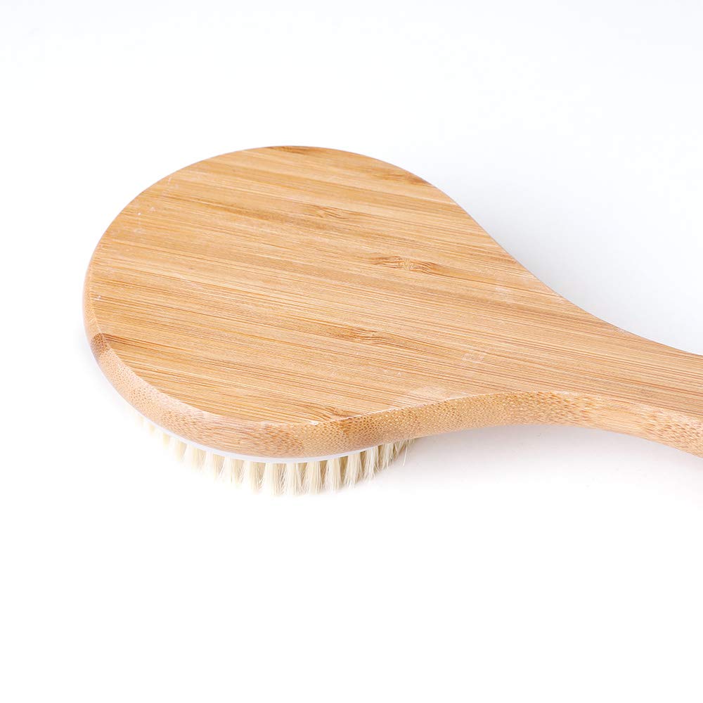 Ithyes Body Brush Dry Brushing Back Scrubber Shower Bath Brush Bamboo Wood Long Handle Natural Bristles exfoliating Massage Improve Blood Circulation
