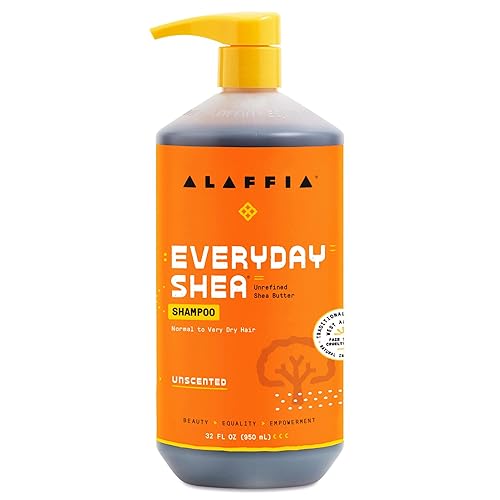Alaffia EveryDay Shea Shampoo, Unscented, Gentle Cleansing Shampoo for Normal to Dry Hair. Made with Fair Trade Unrefined Shea Butter, No Parabens or