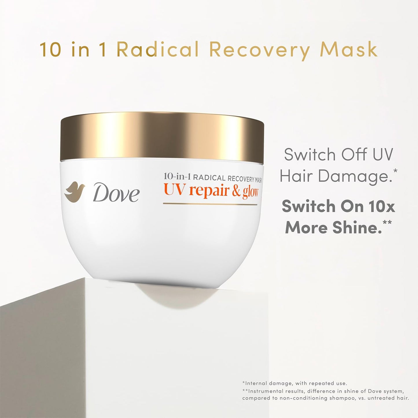 Dove Shampoo, Conditioner & 10-in-1 Radical Recovery Hair Mask, UV Repair & Glow - Damage Therapy Hair Products with Ferulic Serum and BioProtein Care
