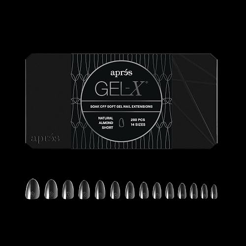 Aprés Gel-X® Almond Box of Nail Tips | 280 Gel-X Tips, Soft Tips, 14 Sizes 00-9 | Half-sizes Included (Natural Almond Short, 280 Count) Beauty & Personal Care APRÉS