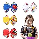 4pcs Back to School Hair Bows Clips for Girls - Yellow Apple Pen Blackboard Barrette, Colorful Hair Bow Accessories for First Day of School