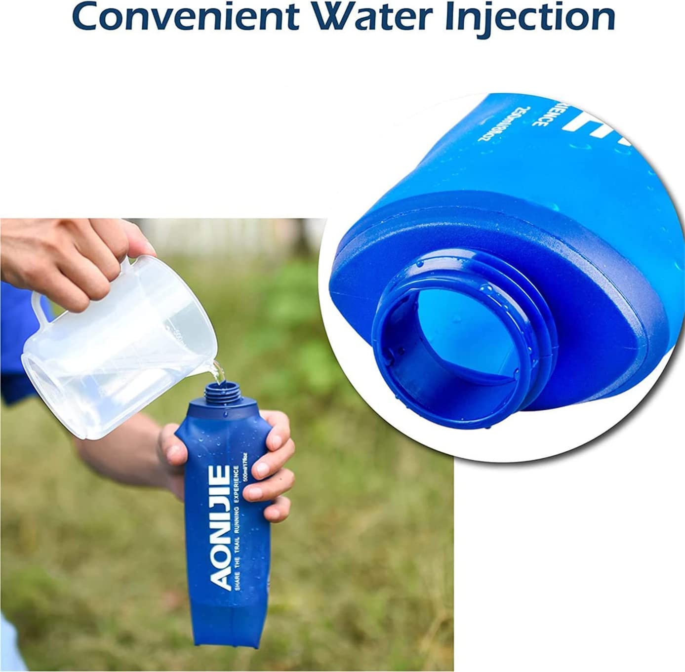 AONIJIE 2pcs Foldable 250mL/500mL TPU Outdoor Sport Water Hydration Bottle Soft Flask For Running Camping Hiking Bicycle (250ML-2pcs)