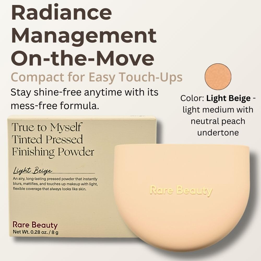 Rare Beauty True to Myself Tinted Pressed Talc-Free Finishing Powder - Light Beige - Light Medium with Neutral Peach Undertone